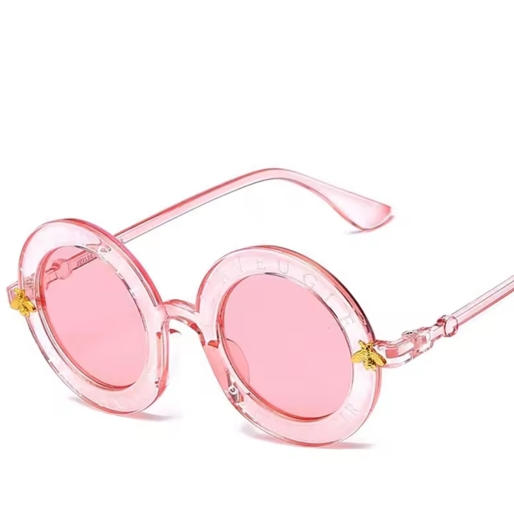 Retro Bold Pink Round Sunglasses